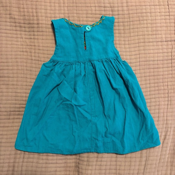 Turquoise Dress with Orange Stitching - Picture 2 of 3